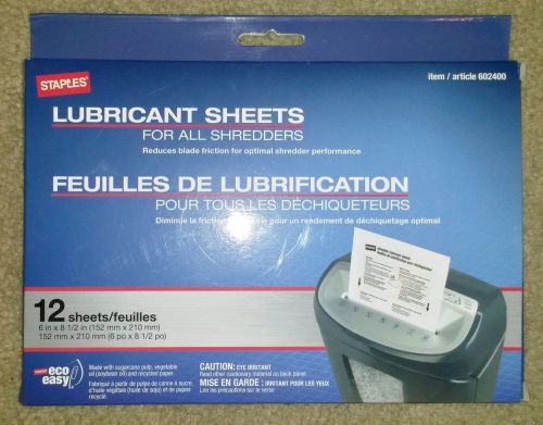 Staples Shredder Lubricant Sheets 12/pk, Shredder Sheets