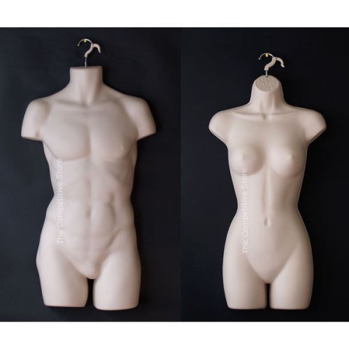 FEMALE + MALE DRESS MANNEQUIN FORM 2 MANIQUIN FLESH NEW