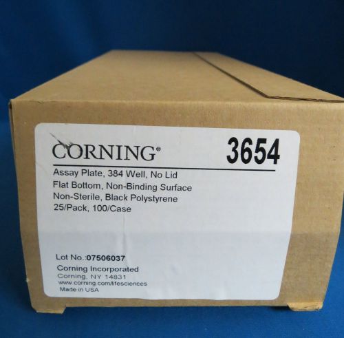 Corning 384 Well Black NBS Flat Bottom Assay Plates #3654 Qty 25 Microplates