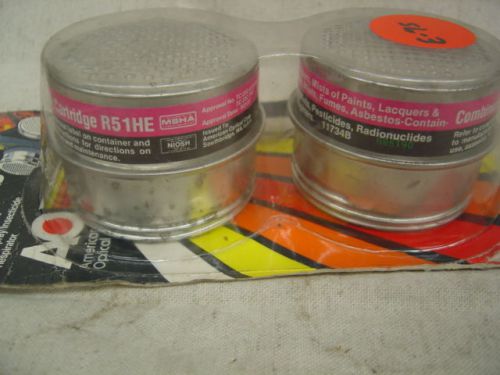 American Optical (2) R51HE  #95055 Respirator Filter Cartridges NOS  E-75