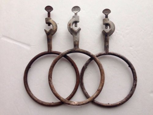 Vtg Lot Of 3 Bunson Burner Rings / Stands Lab Science Equipment 5&#034; Diameter