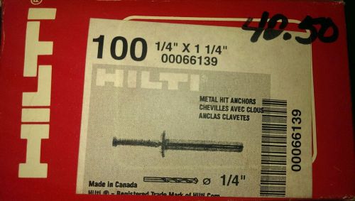 Hilti 1/4&#034; x 1 1/4&#034; metal hit anchors box of 100 for sale
