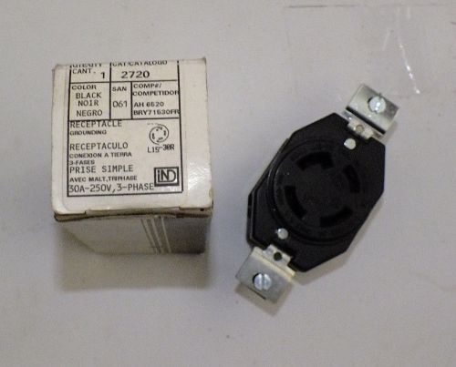 Leviton Studio ALL-BLACK Twist Locking Receptacle L15-30R 30A 250V Bulk 2720