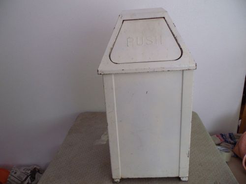 Vintage United Metal Box Flip Top Metal Trash Can Industrial Mid-Century Modern