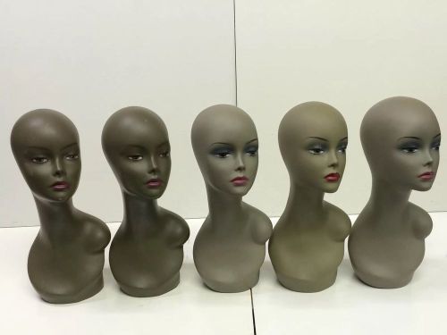 Lot of 5 Mannequin Heads for Retailing Display Wig Stand Hat Scarf
