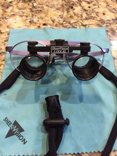 Dental Hygienist loupes, titanium frame, purple color, 2.5x magnification.