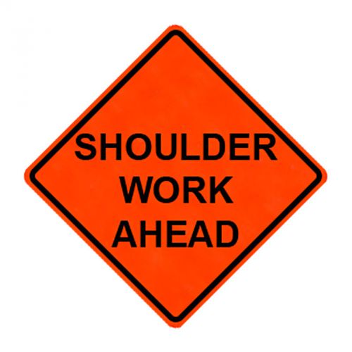 Shoulder work ahead 36&#034; x 36&#034; vinyl fluorescent roll up sign with ribs for sale