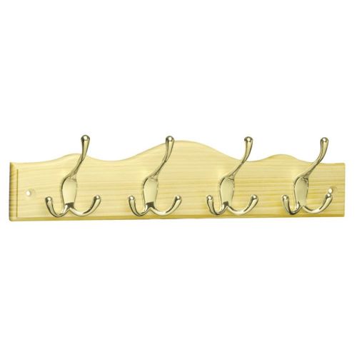 Brainerd RPMS4EZ-PNB-B 4 Tri-Hook Scalloped Top Rail/Coat Rack