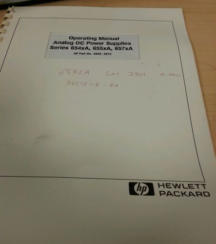 Operating manual analog DC power supplies series 654xA, 655xA, 657xA  Hewlett HP