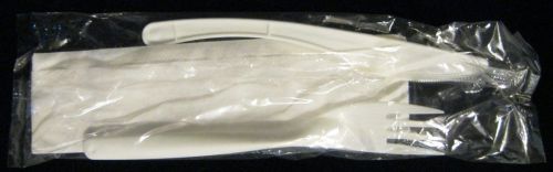 Box of 500 sealed disposable silverware 8&#034; plastic knife fork &amp; napkin #828383 for sale