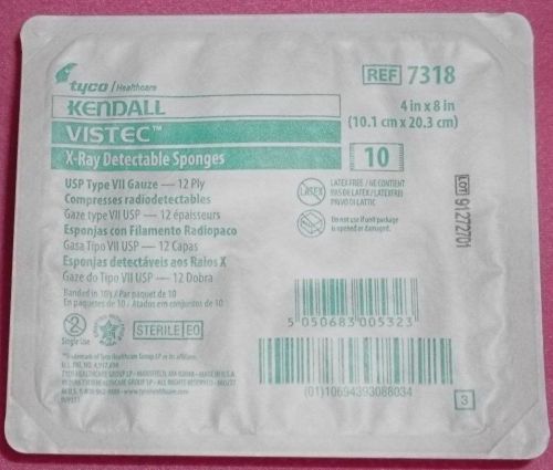 Kendall #7318 x-ray detectable sponges -usp type vii gauze-12 ply-10ct.-4&#034;x8&#034; for sale