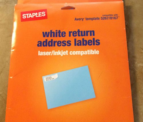 AVERY WHITE RETURN ADDRESS LABELS 1/2&#034;x1 3/4&#034; ITEM 5267/8167-35 SHEETS OF 80