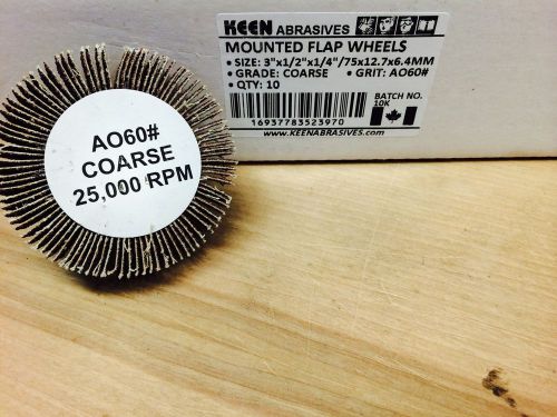 3&#034;x1/2&#034;x1/4&#034; MOUNTED FLAP WHEELS AO60 COARSE GRIT KEEN (KN6-23970-10)