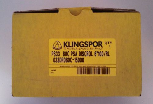 Klingspor 6 inch 80 grit psa 100 discs per roll ps33 033dr080c-15000 for sale