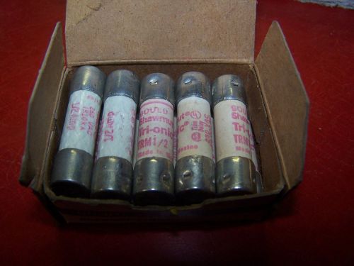 (10) NEW FERRAZ SHAWMUT 1/2 AMP 250VAC FUSES TRM1/2 BOX OF 10