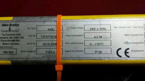 Allen Bradley 44OL T4D0750-N Light Curtain