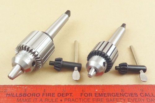 SET NEW GENUINE JACOBS 3/8 &amp; 1/2&#034; CAP MT2 TAILSTOCK DRILL CHUCKS MACHINIST LATHE