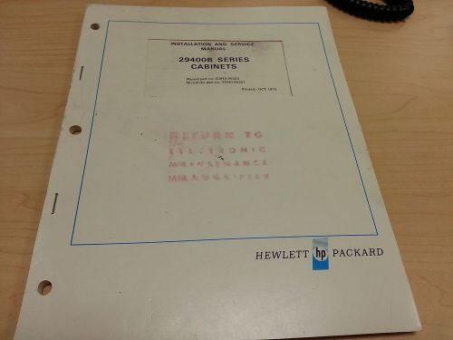 Installation  Service manual HP 29400B Series Cabinets Hewlett Packard guarantee