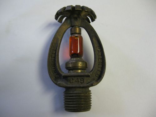 Antique Grinnell Ceiling Fire Sprinkler Head Orange Glass Globe Steampunk C49