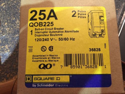 SQUARE D QOB225 2 POLE 25AMP BOLT ON CIRCUIT BREAKER 120/240V NEW IN BOX