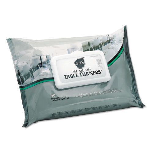 Sani Professional Table Turner Wet Wipes, 7 x 11 1/2, White, 80 Wipes/Pack