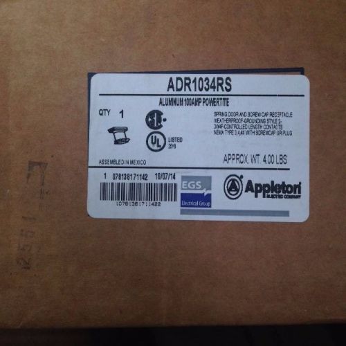 ADR1034RS *NIB* APPLETON 100 AMP 3 WIRE 4 POLE REVERSE SERVICE RECEPTACLE