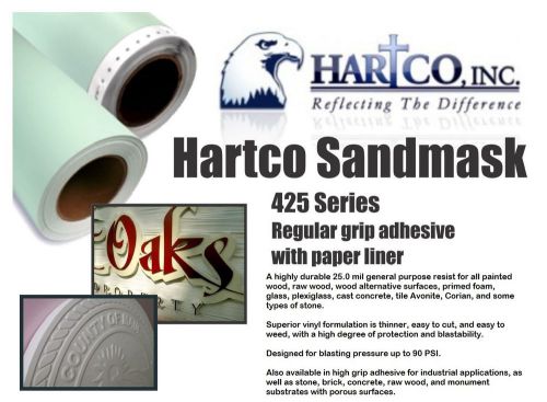 20&#034; X 10 YDS 425 HARTCO SANDBLAST FILM FOR WOOD GLASS PLEXIGLASS TILE AVONITE