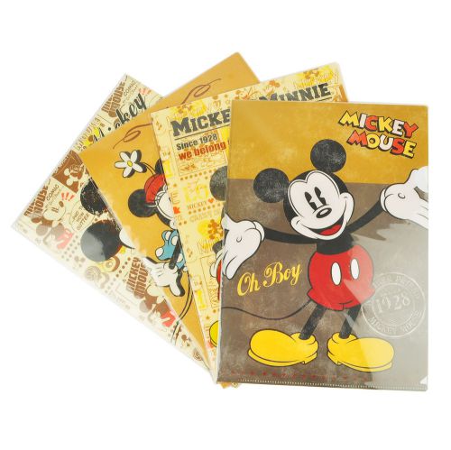 Disney Retro Mickey A4 Document File L-Folder 4 Pcs Set Doc Storage L Shape