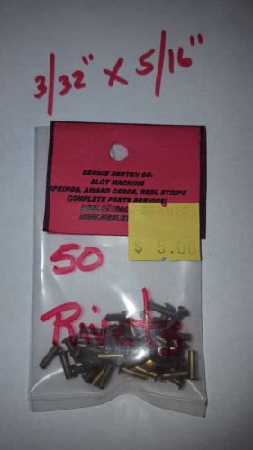 50 pack of Semi Tubular BRASS RIVETS  3/32&#034; x 5/16&#034; antique slot machine