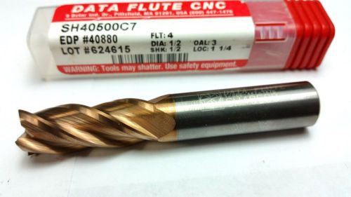 1/2&#034; Data Flute Carbide 4 Flute TiN End Mill (Q 142)