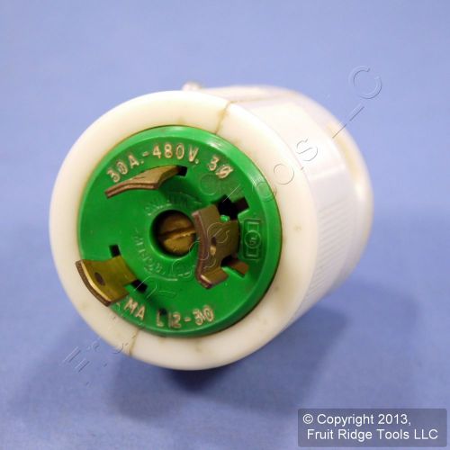 Leviton turn locking plug twist lock nema l12-30p 30a 480v 3 phase bulk 71230-p for sale