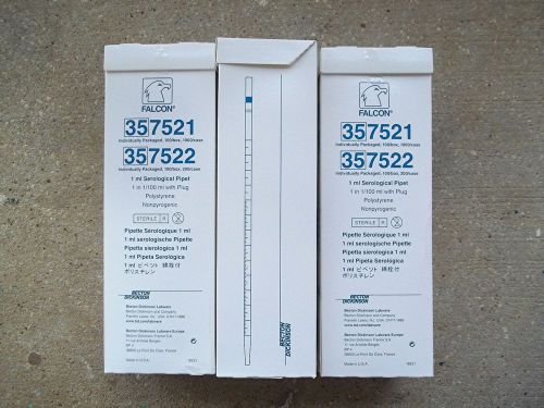 300 ~ BD Falcon 357521 1 ml Sterile Serological Pipet 0.01 ~ FREE SHIPPING