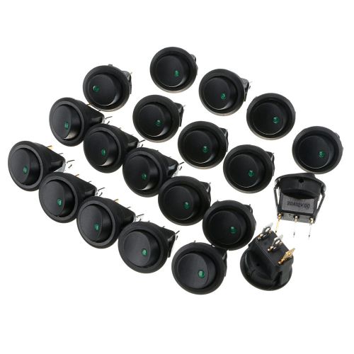 Hot 20pc green leddot light 12v auto boat round rocker on/off toggle spst switch for sale