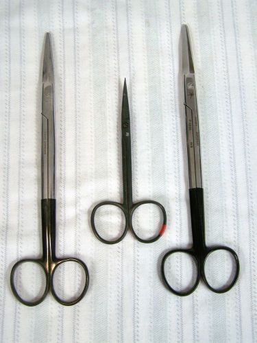 R RICHARDS PADGETT LOT OF 3 SCISSORS SURGICAL BLACK MEDICAL INSTRUMENTS TOOLS