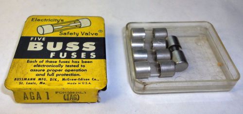 BOX OF 5 NOS TYPE 1AG BUSSMANN AGA 1 FAST BLOWING FUSE 125V