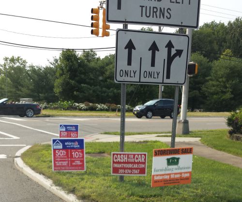 100 road side signs printing + stake, 2 colors, 18&#034;x24&#034;, single-sided for sale