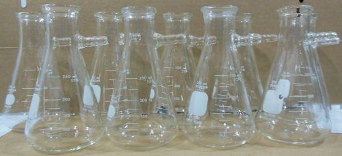 Corning 5340-250 Pyrex 250mL Heavy Wall Filtering Flasks w Sidearm Tubulation x9