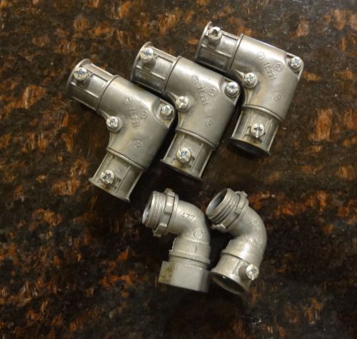 3 x 1/2 inch emt conduit corner elbow and 2 x  connectors ( 5 pieces ) for sale