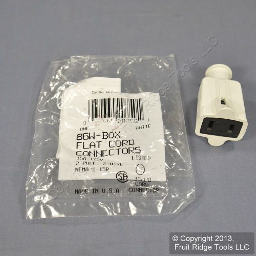 Cooper White Straight Blade Connector Cord End 15A 125V NEMA 1-15R 86W Bag