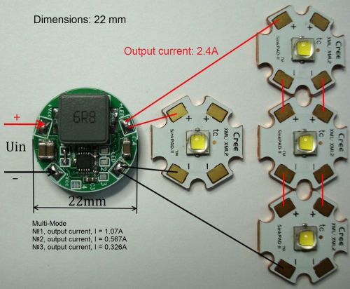 Led driver ldradj_22-2.4a, 2.4a, 12v, dc8v-28v multi-mode,cree xhp70, xm-l2, xml for sale