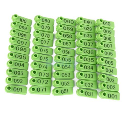 Livestock animal sheep multi ear marking tags 001-100 numbers id label green for sale