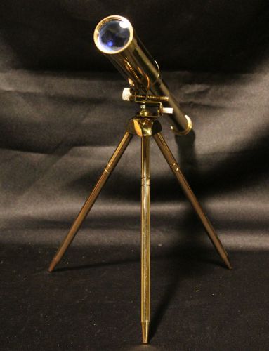 Brass Spy Glass w Tripod and Oak Storage Box - New Old Stock - Comdisco Gift