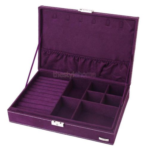 Purple Watch Ring Bracelet Necklace Display Jewellry Box Case Holder Organizer