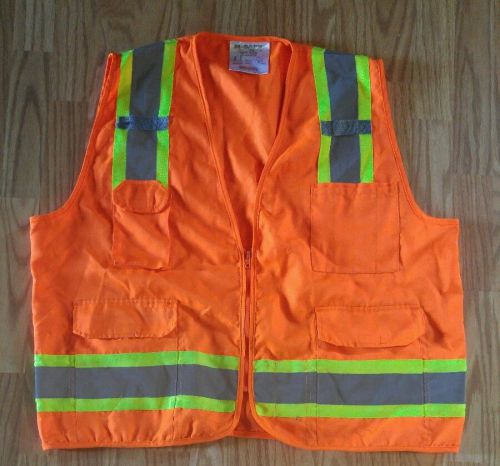 High visibility class 2 m-safe sz XL ORANGE SAFETY VEST REFLECTIVE strip