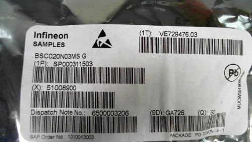 50-PCS N-CHANNEL 30V 100A INFINEON BSC020N03MS G 020N03 BSC020N03MSG