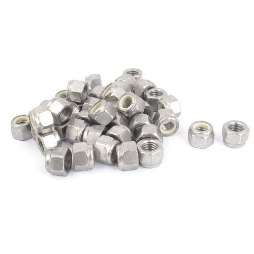 3/8&#034;-16 Metal Self-Locking Nylock Nylon Insert Hex Lock Nuts Silver Tone 50Pcs