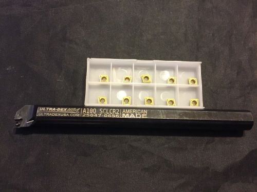 Ultra Dex A10Q SCLCR2 5/8&#034; Boring Bar w/ Box of 10 Carbide Inserts