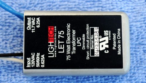 LIGHTECH LET-75 ELECTRONIC TRANSFORMER 110 TO 12 VOLT