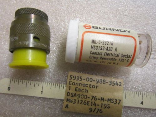 Burndy ms3126e14-19s, 19 pin female connector, compression type wire relief for sale