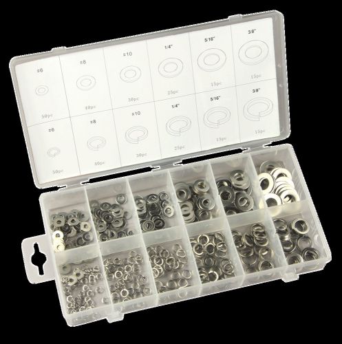 350 Pcs Stainless Steel elastic Pad gasket Washer Assortment Kit Set Tools